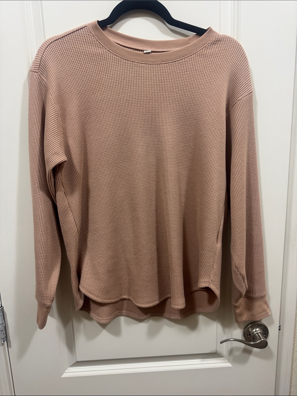 Uniqlo Women's Light Mauve Waffle Knit Sweatshirt